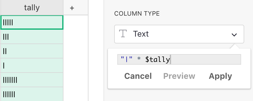 Tally to lines